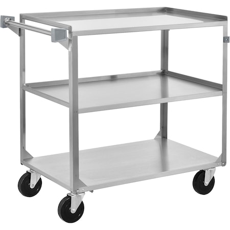 3 Shelf Stainless Steel Utility Cart, 27 X 16 X 32, 300 Lb Capacity